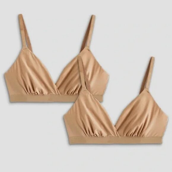 NWT Quince Second Skin Crossover Bralette (2-pack) in Sand Size Small - Picture 1 of 7